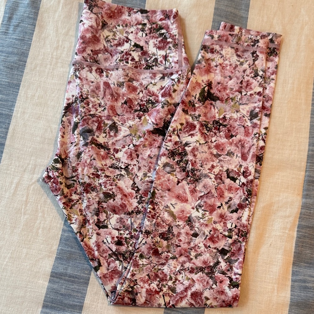 lululemon athletica Floral Pink and Black Leggings
